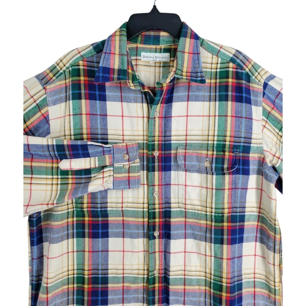 Banana Republic Shirt Blanket Flannel Men L Plaid Heavyweight Shacket Vtg Y2K